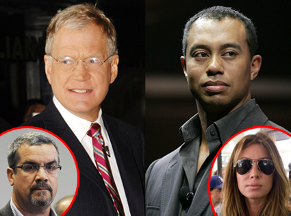 David Letterman, Tiger Woods, Robert Halderman, Rachel Uchitel David Letterman, Tiger Woods, Robert Halderman, Rachel Uchitel